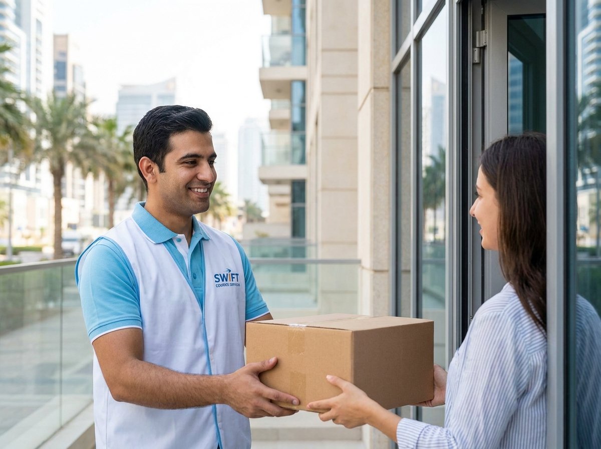 courier handing a parcel