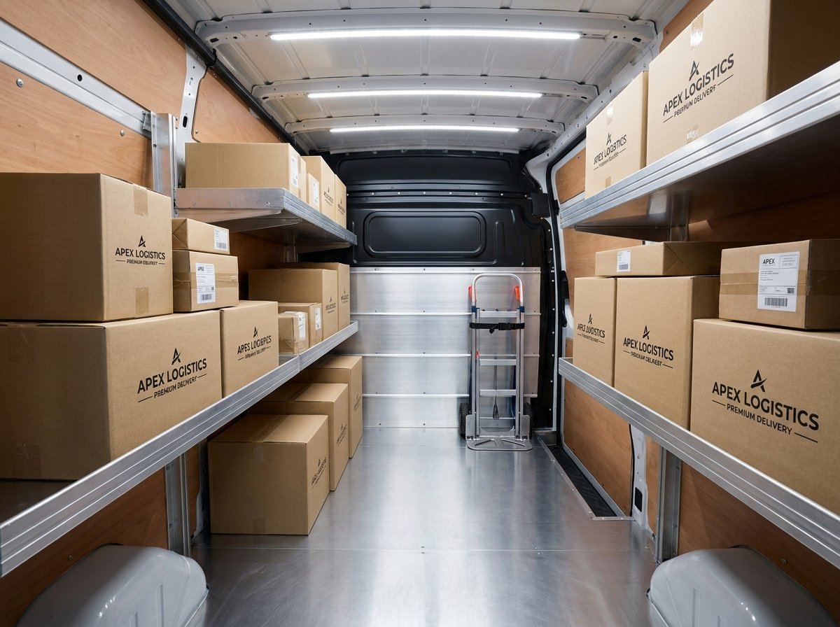 organized packages in van